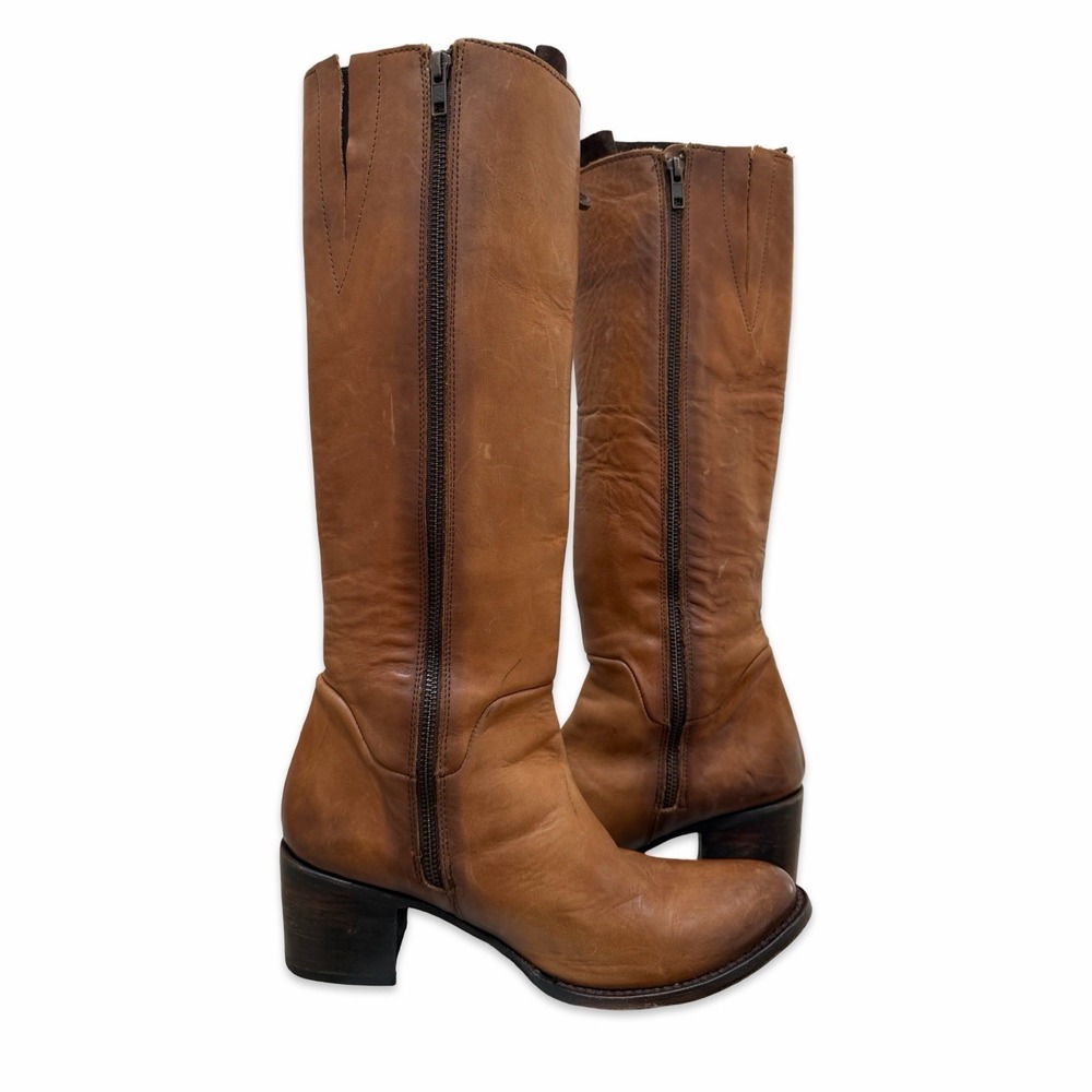 Freebird Wyatt Leather Lace Up Knee Tall Boot Women US 10 Cognac Brown Steampunk - Picture 6 of 16